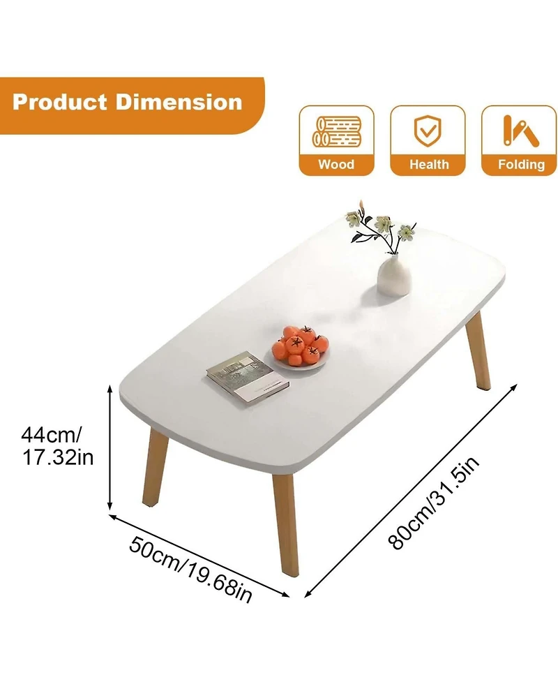 gaomon Foldable Coffee Table for Small Spaces, Low Floor Study Table, Wood Folding Table for Living Room, Bedroom, Dorm