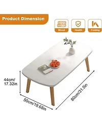 gaomon Foldable Coffee Table for Small Spaces, Low Floor Study Table, Wood Folding Table for Living Room, Bedroom, Dorm