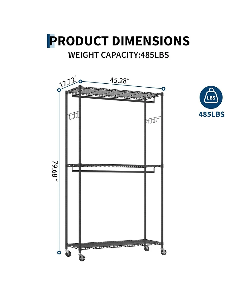 gaomon Heavy Duty Carbon Steel Portable Closet Wardrobe - Clothes Rack with Cover