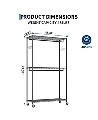 gaomon Heavy Duty Carbon Steel Portable Closet Wardrobe - Clothes Rack with Cover