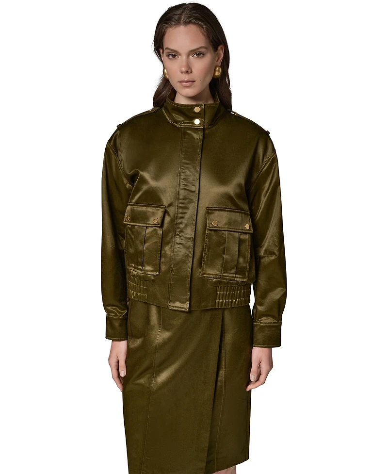 Donna Karan New York Women's Glazed Cotton Zip-Front Jacket