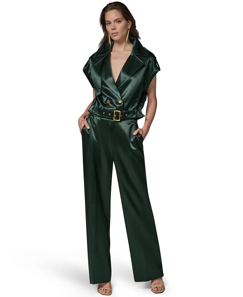 Donna Karan New York Women's Luxe Drape Satin Belted Vest