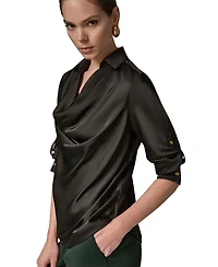 Donna Karan New York Women's Satin Back Crepe Long-Sleeve Top