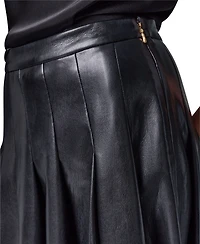 Donna Karan New York Women's Pleated Faux Leather Midi Skirt