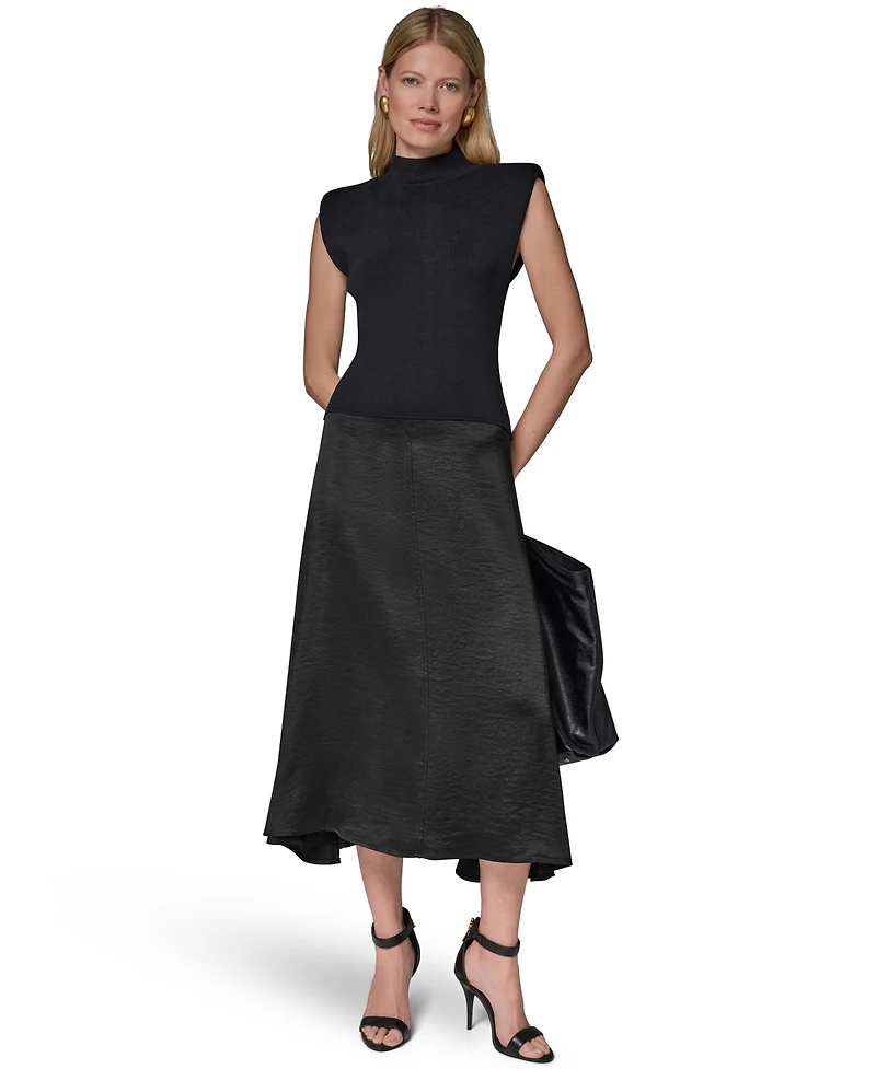 Donna Karan New York Women's Viscose Mixed Media Midi Dress