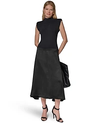 Donna Karan New York Women's Viscose Mixed Media Midi Dress