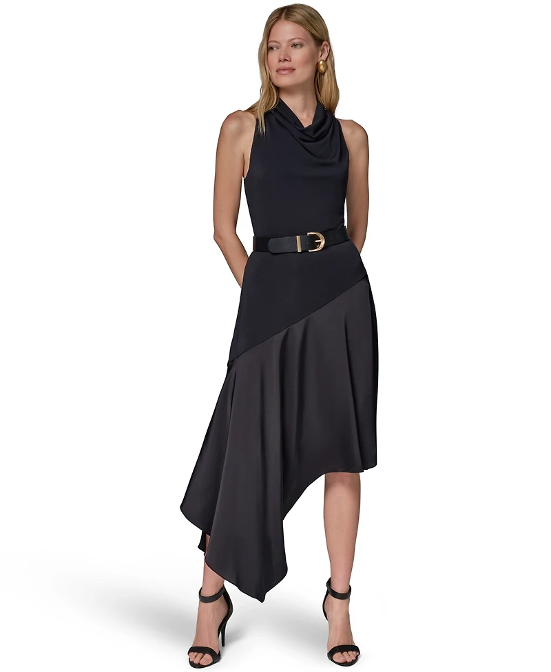 Donna Karan New York Women's Jersey High-Low Fit & Flare Dress