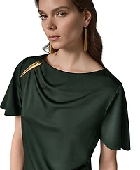 Donna Karan New York Women's Sheen Ponte Faux Surplus Top