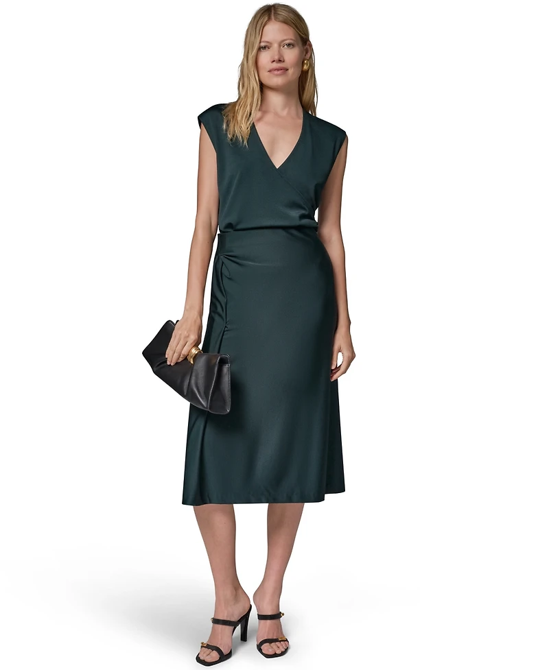 Donna Karan New York Women's Sheen Ponte Midi Pencil Skirt