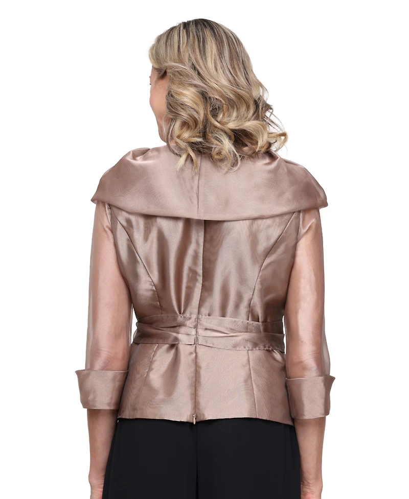 Alex Evenings Women's Organza 3/4-Sleeve Blouse