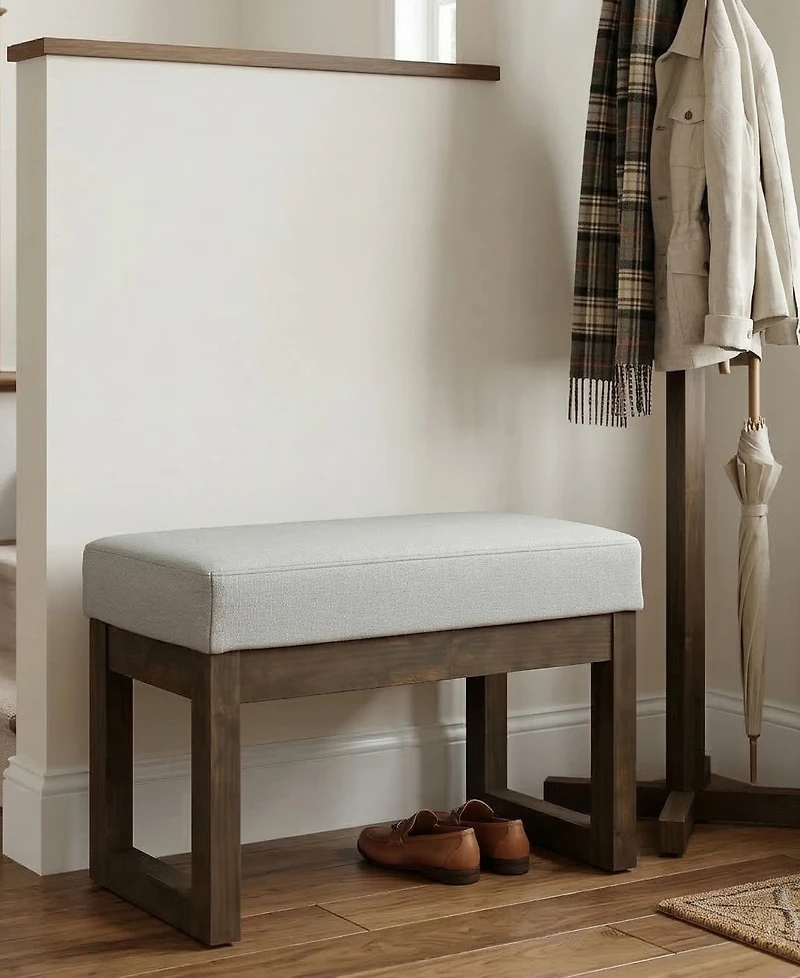 Simpli Home Milltown 18.3" Wood Footstool Small Ottoman Bench