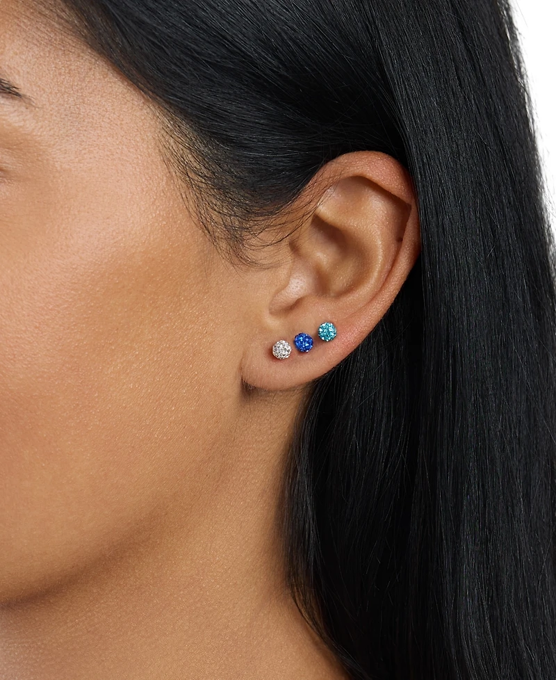 Macy's Crystal Pave 4mm Ball Trio Stud Earrings
