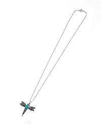 Macy's Enhanced Turquoise Oxidized Dragonfly Pendant Necklace