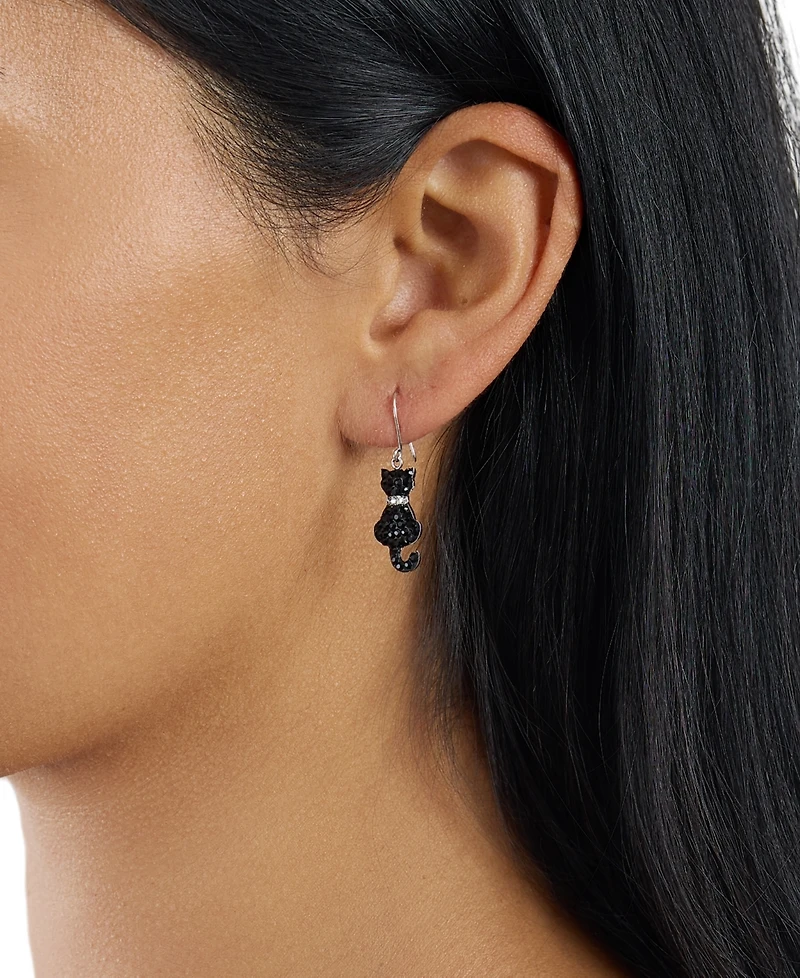 Macy's Crystal Pave Cats Drop Earrings