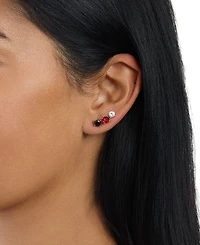 Macy's 5mm Cubic Zirconia Red, Clear and Black Trio Stud Earrings