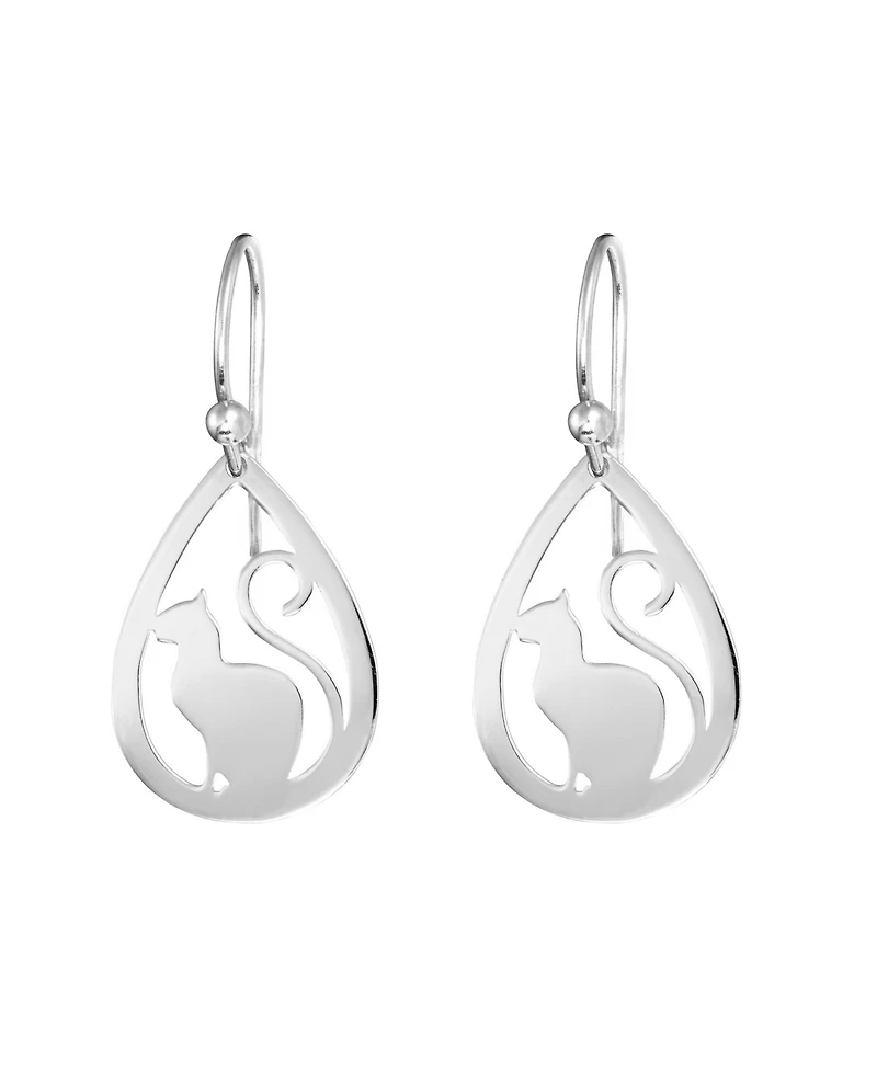 Macy's Laser Cut Cat Teardrop Earrings