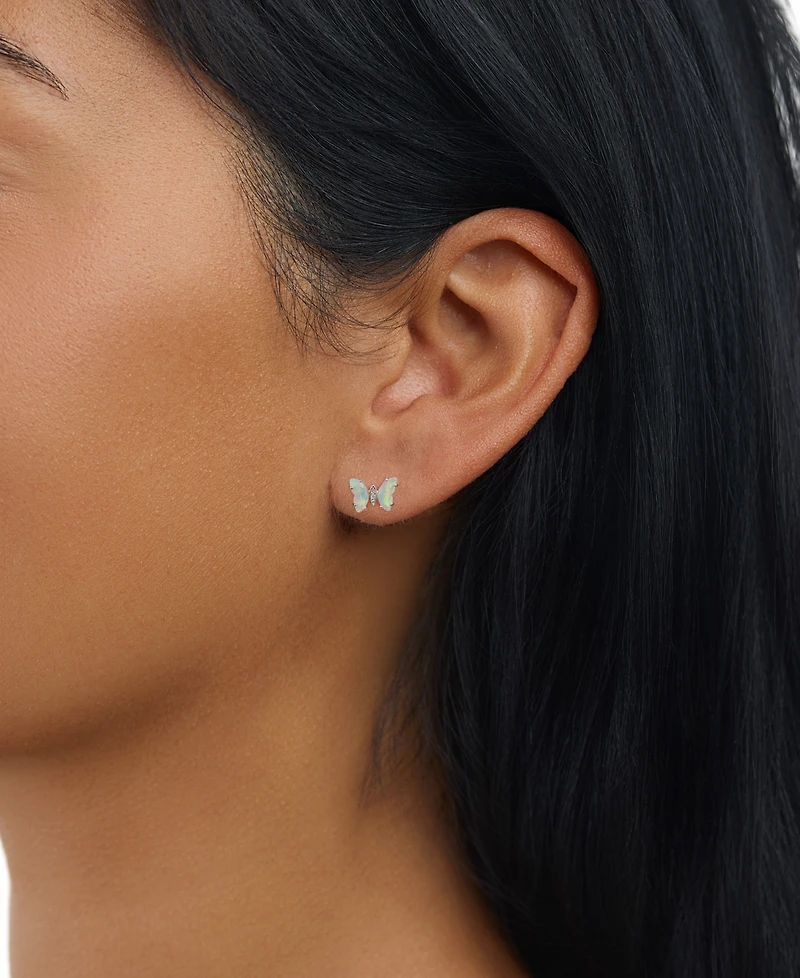 Macy's Crystal Butterfly with Cubic Zirconia Stud Earrings