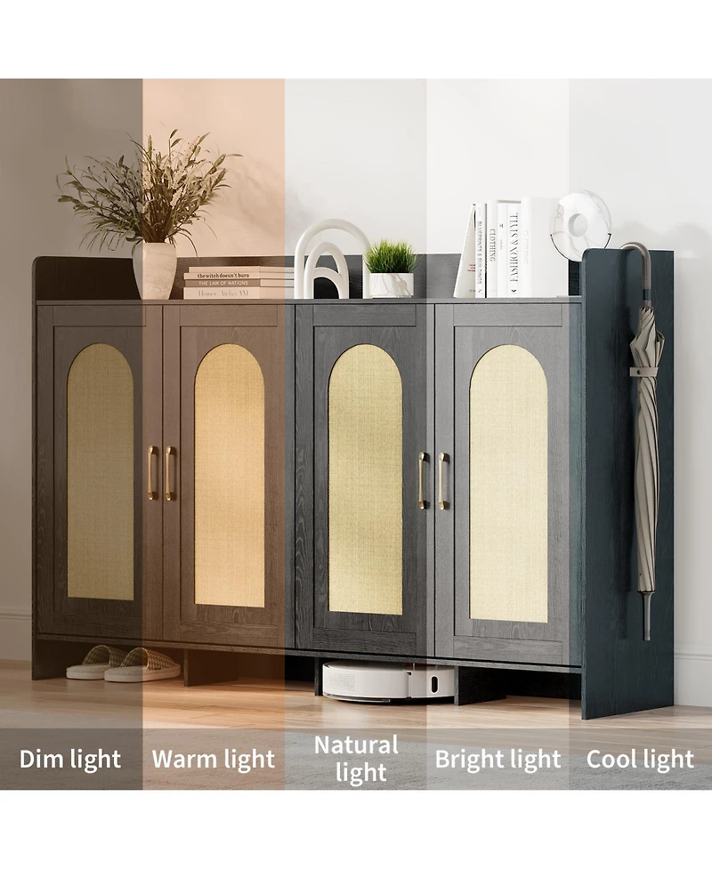 gaomon 4-Door Shoe Cabinet with Arc Edge, Particleboard Storage