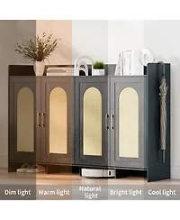 gaomon 4-Door Shoe Cabinet with Arc Edge, Particleboard Storage