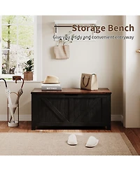 homfan Storage Bench, 39 Inch Wood Lift Top Entryway Organizer Chest with Slow Close Hinges, Coffee Table for Living Room