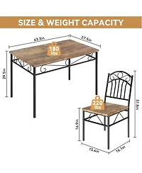 homfan Modern Dining Table Set for 4, Rectangular Kitchen Table and Chairs, Metal Frame Dining Set for Breakfast Nook, Dining Room, or Living Room