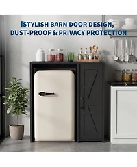 gaomon 37.4 Mini Fridge Cabinet Barn Door Outlet Space Saving Shelf Organizer