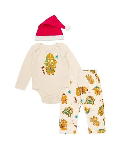 Star Wars Baby Boys Darth Vader ( new born to 24 M ) Christmas Bodysuit Pants and Hat Set
