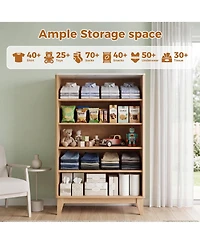 gaomon Fluted 5 Drawer Dresser for Bedroom, Modern Wood Chest of Drawers with Curved Grooved Front and Handles