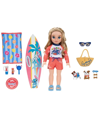 Disney Princess Lilo & Stitch-Inspired 18" Beach Fashion Doll with Two Puppies, Ages 6+