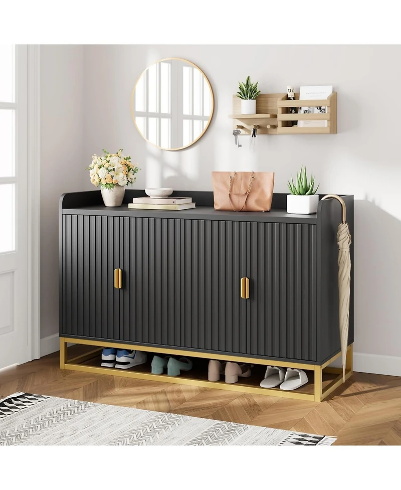 gaomon 47.2 Inch Fluted Sideboard with Storage Cabinet, Modern Kitchen Sideboard with Adjustable Shelves