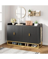 gaomon 47.2 Inch Fluted Sideboard with Storage Cabinet, Modern Kitchen Sideboard with Adjustable Shelves