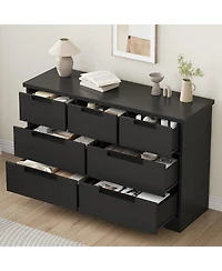 gaomon 7 Drawer Dresser for Bedroom, Natural Modern Double Dresser Organizer with Embedded Handles Design
