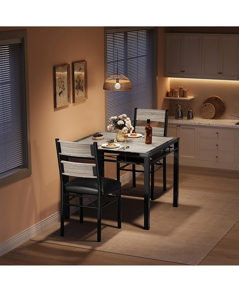 homfan Modern Dining Table Set for 2/4 - Space Saving Small Kitchen Table with Upholstered Chairs