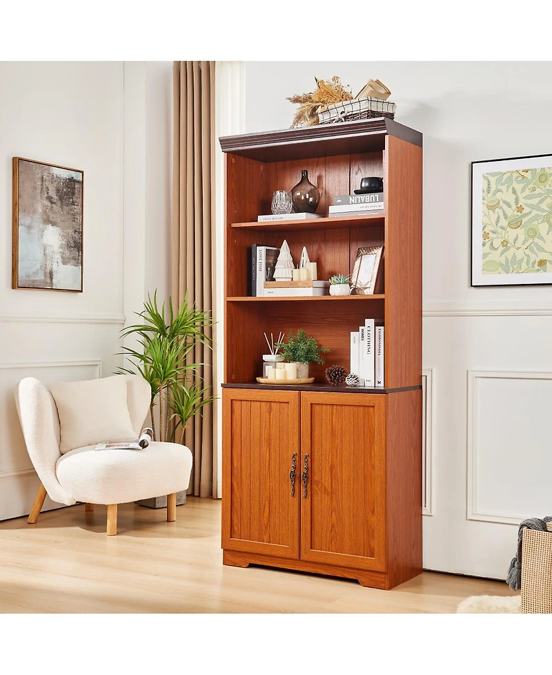 Streamdale Furniture 70.86" Tall 5-Tier Storage Cabinet with Adjustable Shelves and Barn Doors