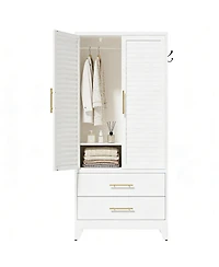 Streamdale Furniture 71 Inch Metal Wardrobe Closet with 2 Doors and Drawers