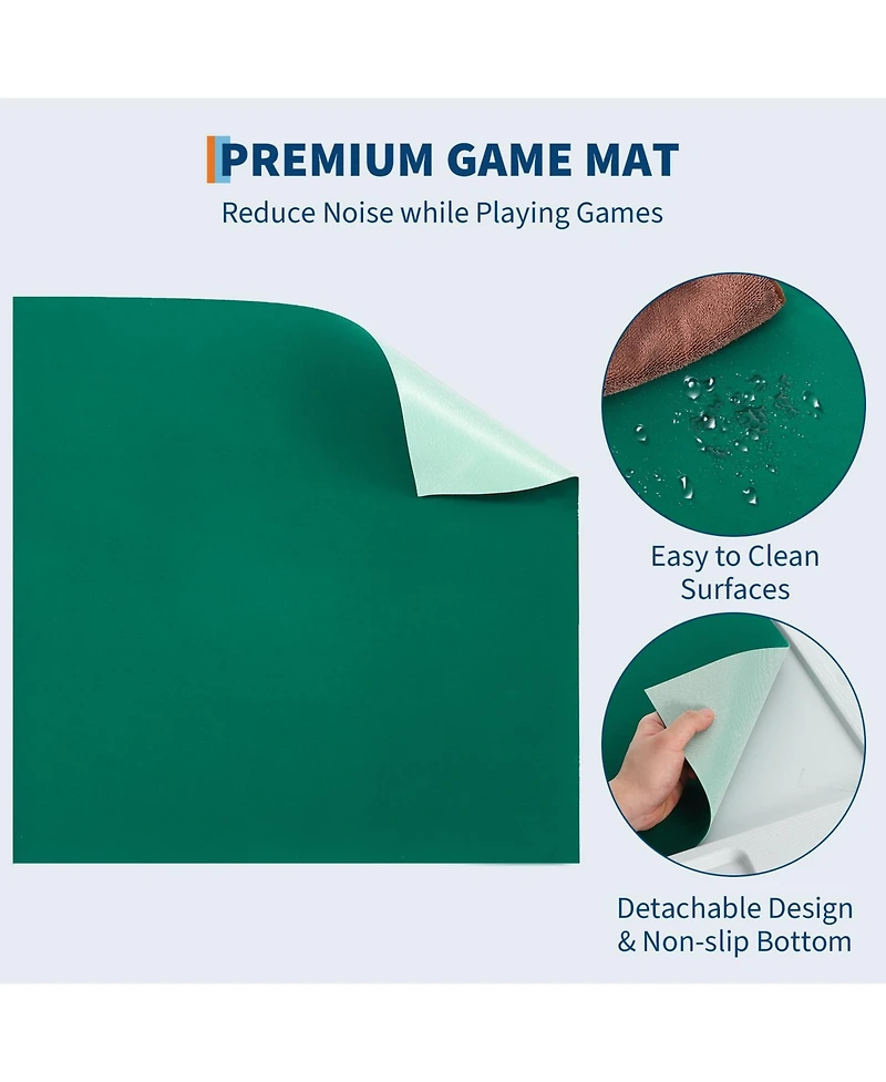 gaomon 4 Player Folding Mahjong Table with Wear-Resistant Tabletop, Portable Square Card Desk and Chip Trays for Mahjong Poker Puzzles