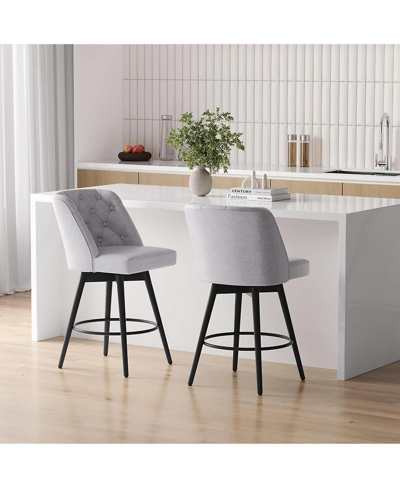 gaomon Set of 4 Upholstered Swivel Counter Stools with Backrest