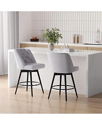 gaomon Set of 4 Upholstered Swivel Counter Stools with Backrest