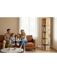 Streamdale Furniture 5-Tier Rotating Wooden Bookshelf, 360 Spinning Floor Standing Display Shelf