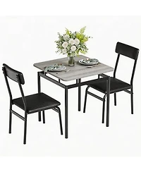 homfan 3 Piece Dining Table Set, Kitchen Table Set for 2 with Pu Upholstered Chair, Metal Frame for Small Space, Dining Room, Apartment, Studio