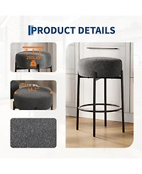 gaomon 24" Round Barstools Set 4/6 Sherpa Soft Seat Counter Height Metal Legs