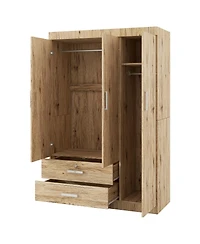 Streamdale Furniture 3-Door Storage Armoire with 2 Drawers and 2 Hanging Rods, Sonoma Oak