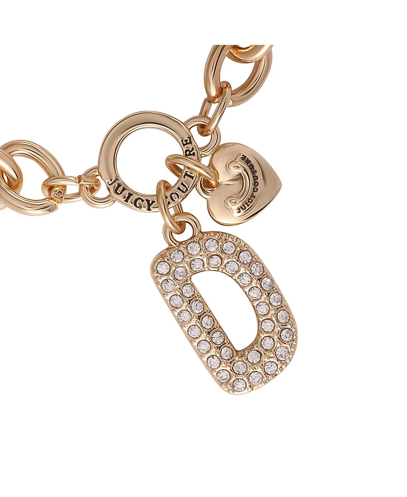 Juicy Couture Pave Initial Charm Bracelet 7.5 inch