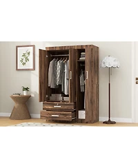 Streamdale Furniture 3-Door Storage Armoire with 2 Drawers and 2 Hanging Rods