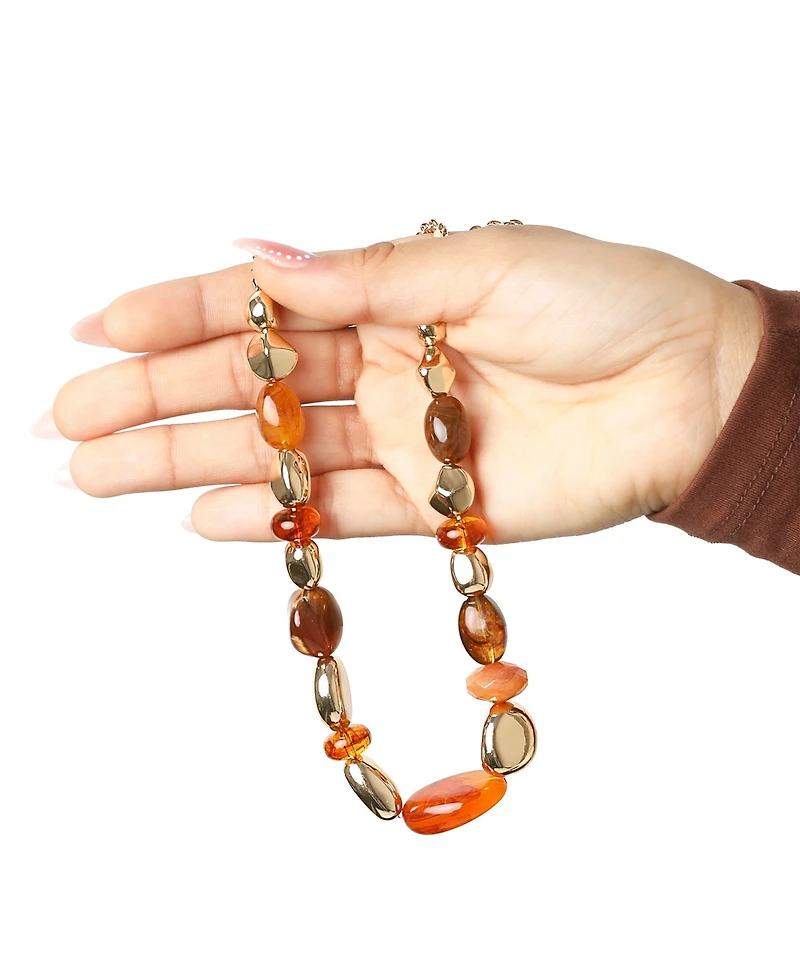 Jessica Simpson Beaded Chunky Necklace Gold-Tone 18"+3", Country and Western Jewelry for Women, Country Concert Necklace