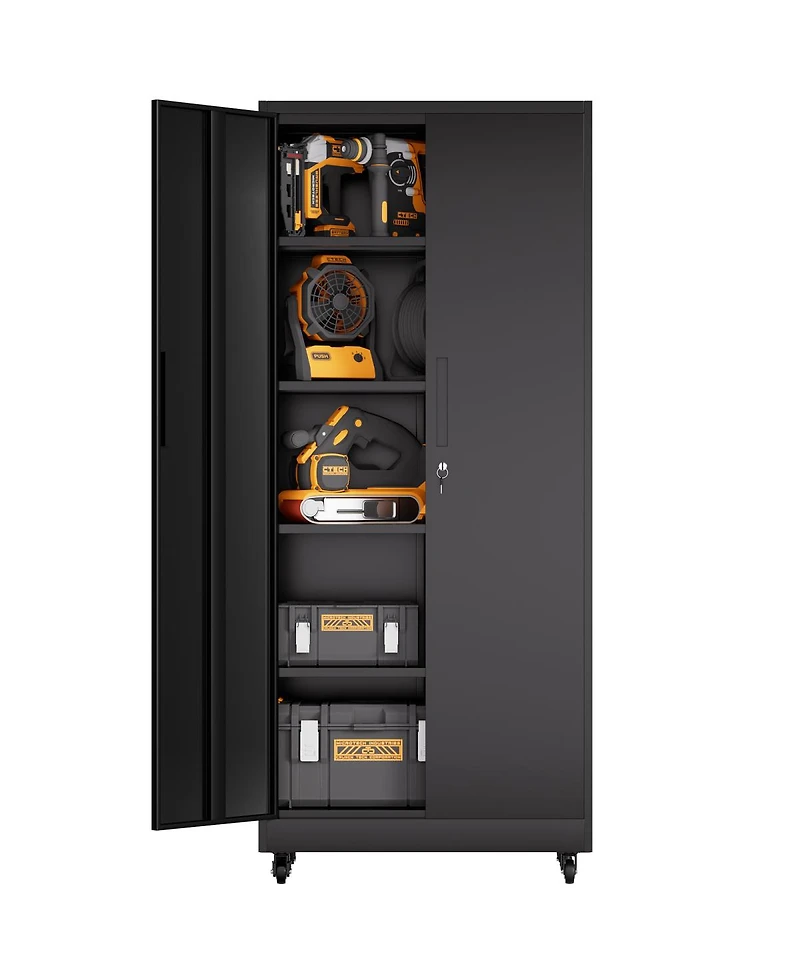 Streamdale Furniture 71" Heavy Duty Rolling Metal Garage Storage Cabinet with 4 Adjustable Shelves