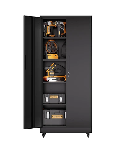 Streamdale Furniture 71" Heavy Duty Rolling Metal Garage Storage Cabinet with 4 Adjustable Shelves