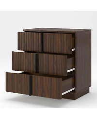 Streamdale Furniture Vintage 3-Drawer Vertical Stripe Nightstand