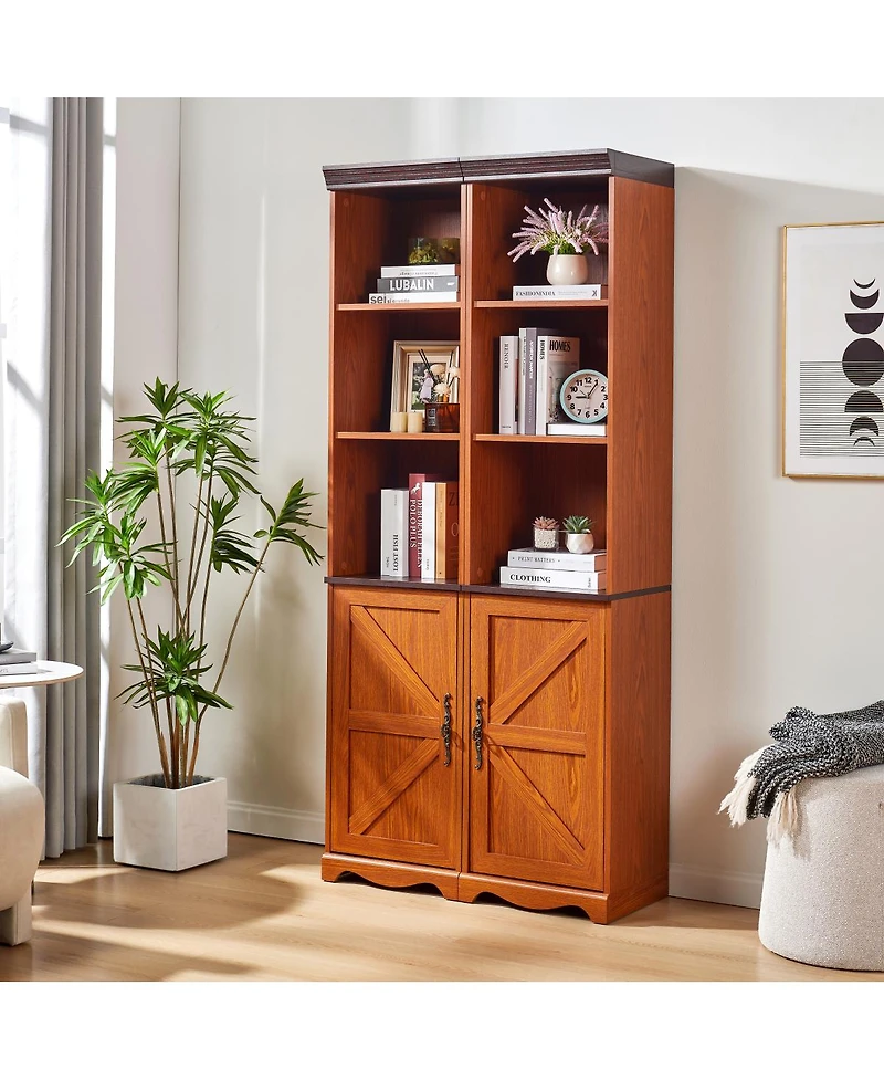 Streamdale Furniture Farmhouse Tall Storage Cabinet with Adjustable Shelves and Barn Door