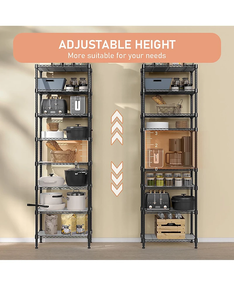 Streamdale Furniture 8-Tier 2000 lbs Heavy Duty Metal Wire Storage Shelving Unit